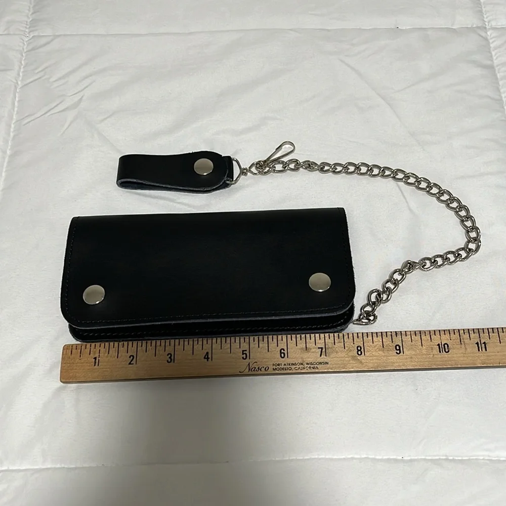 Genuine leather made in the USA black motorcycle wristlet